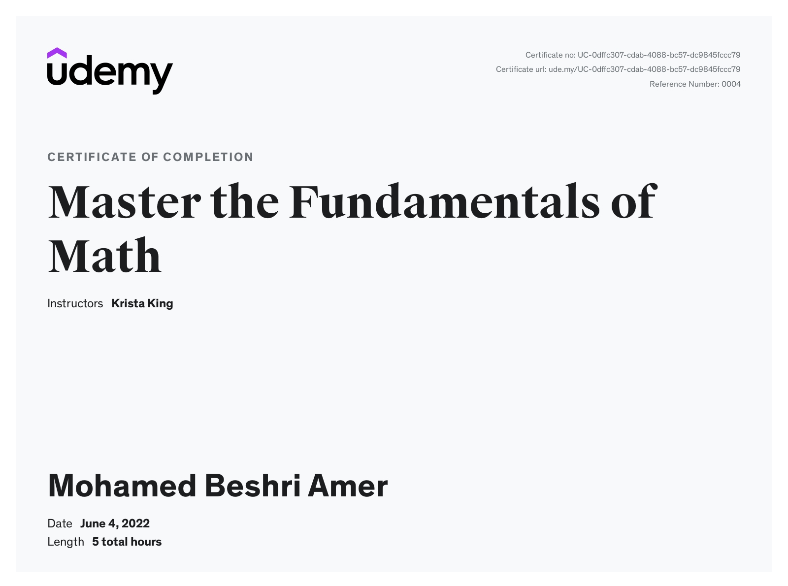 Mohamed Beshri Amer- Master Math Fundaments