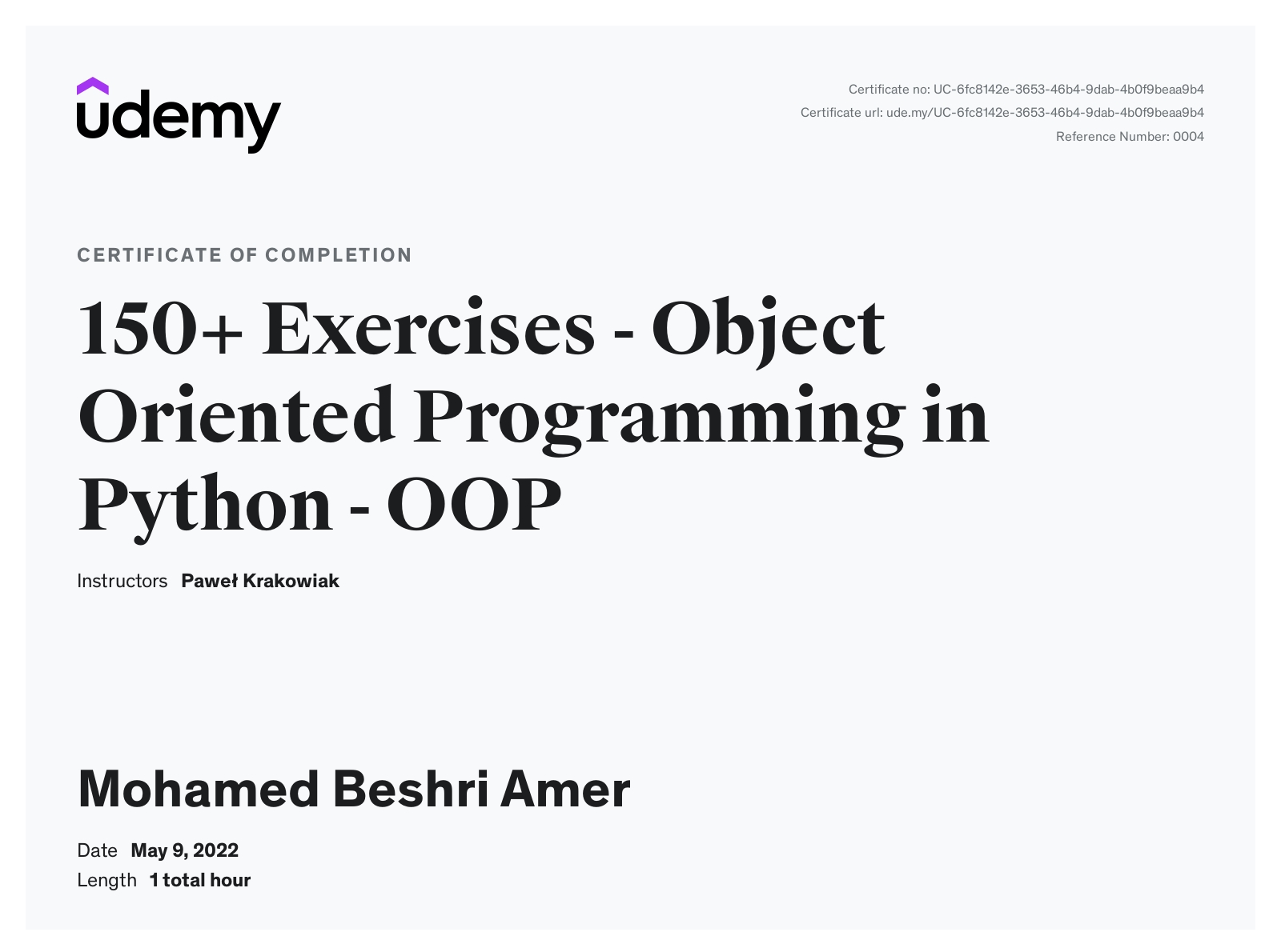 Mohamed Beshri Amer- Python OOP